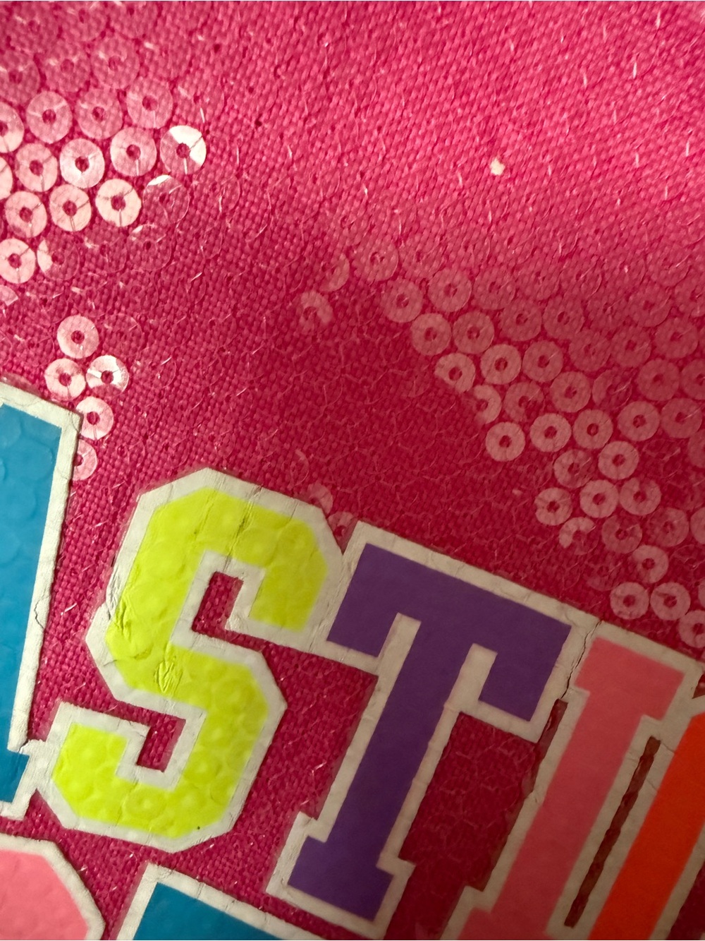 ****Justice Pink Sequin 'Gymnastics Rocks' Tote with Multicolor Lettering - Picture 2 of 5